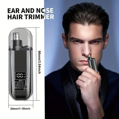 Nose Ear Hair Trimmer for Men - USB C Rechargeable Portable Fast Charge, Compact Grooming Kit