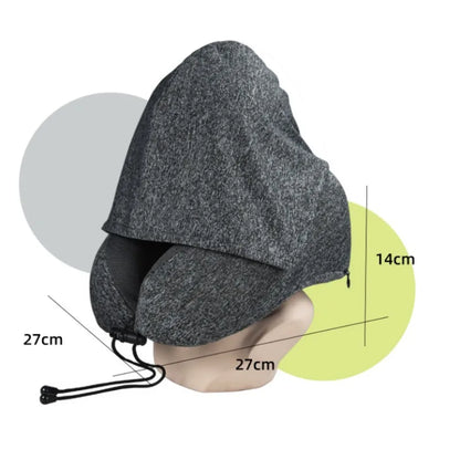 1pcs Outdoor Travel Car Pillow Memory Cotton Hooded U-shaped Pillow Removable Washable Neck Pillow