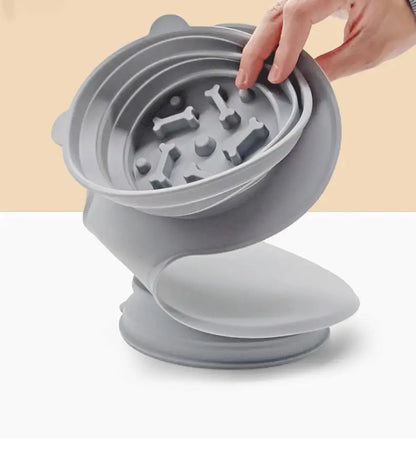 Dog Feeding Bowl Portable Outdoor Silicone Double Water Bowls Foldable Cat Bowl Pet Travel Anti-choking Vomiting Slow Food Bowl
