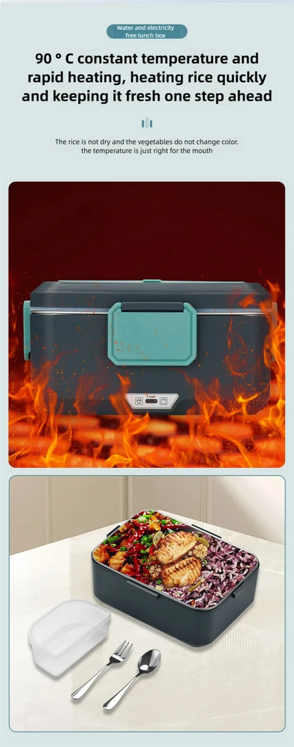TINSOL New 3.5L Electric Heated Lunch Box No Water Refillable Food Heated Lunch Box Car Work Lunch Heater 90W Fast Heating