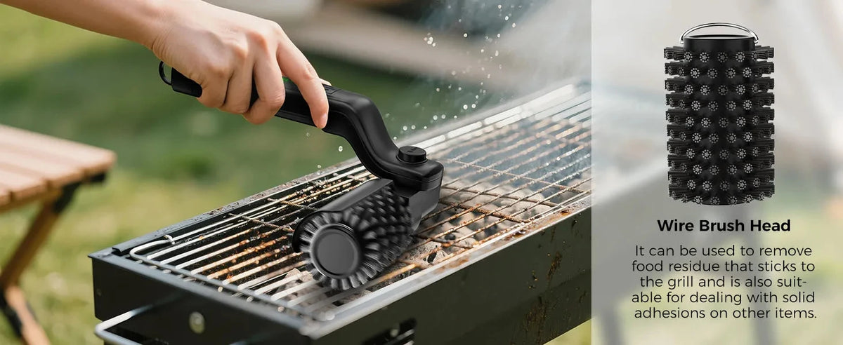 Electric Grill Brush 2 in 1 Cordless Rechargeable Grill Cleaning Brush Stainless Steel Brush Head 3-Speed Power for BBQ Grates