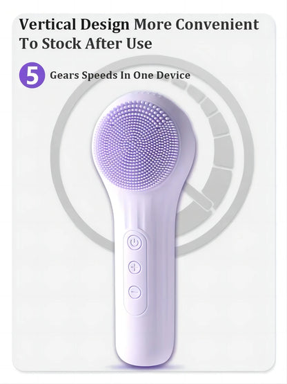 Sonic Waterproof Facial Cleansing Brush Rechargeable Scrubber Exfoliating Vibrating Deep Clean Face Cleaner Skin Care Tool
