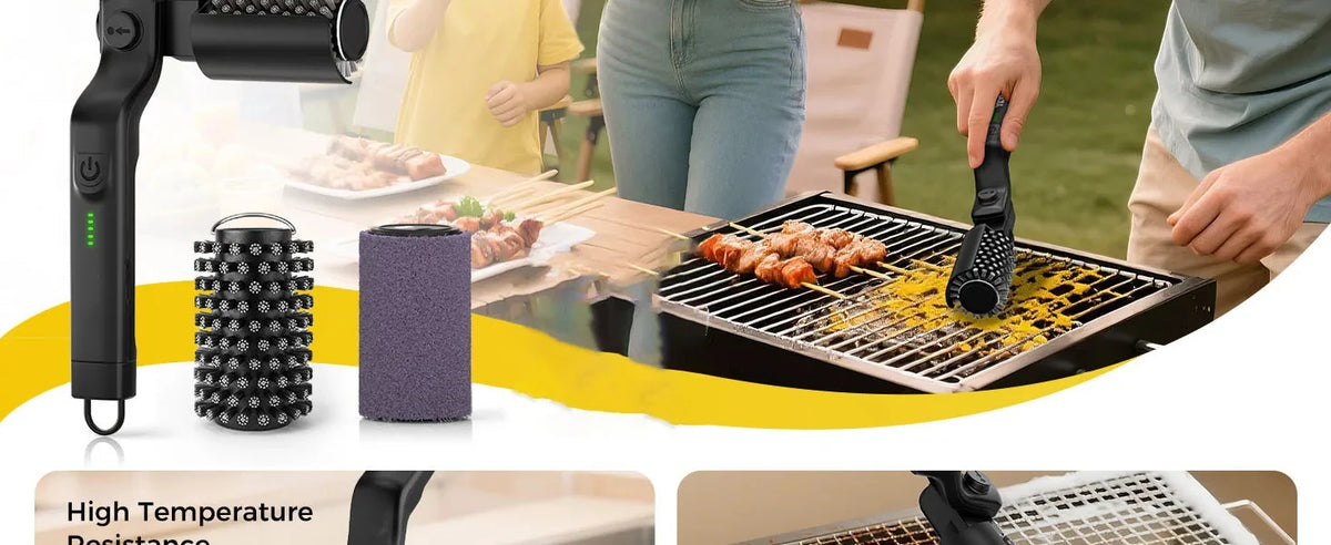 Electric Grill Brush 2 in 1 Cordless Rechargeable Grill Cleaning Brush Stainless Steel Brush Head 3-Speed Power for BBQ Grates