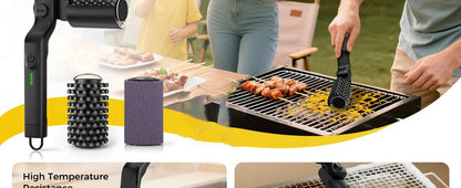 Electric Grill Brush 2 in 1 Cordless Rechargeable Grill Cleaning Brush Stainless Steel Brush Head 3-Speed Power for BBQ Grates