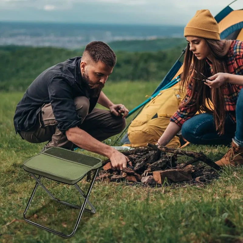 Foldable Backpack Stool, Folding Mini Outdoor Camping Stool, Foldable Lightweight Hunting Seat with Zippered Carrying Bag 1Pcs