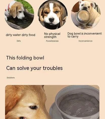 Dog Feeding Bowl Portable Outdoor Silicone Double Water Bowls Foldable Cat Bowl Pet Travel Anti-choking Vomiting Slow Food Bowl