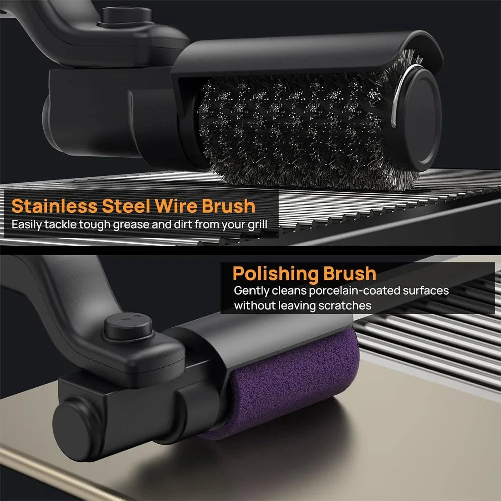 Electric Grill Brush 2 in 1 Cordless Rechargeable Grill Cleaning Brush Stainless Steel Brush Head 3-Speed Power for BBQ Grates