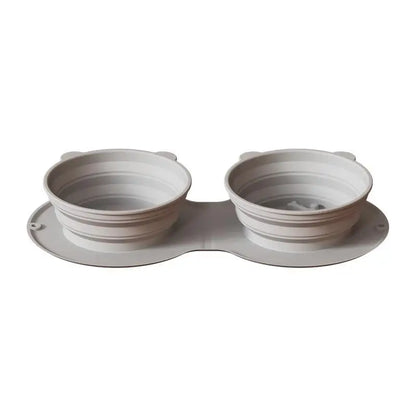 Dog Feeding Bowl Portable Outdoor Silicone Double Water Bowls Foldable Cat Bowl Pet Travel Anti-choking Vomiting Slow Food Bowl