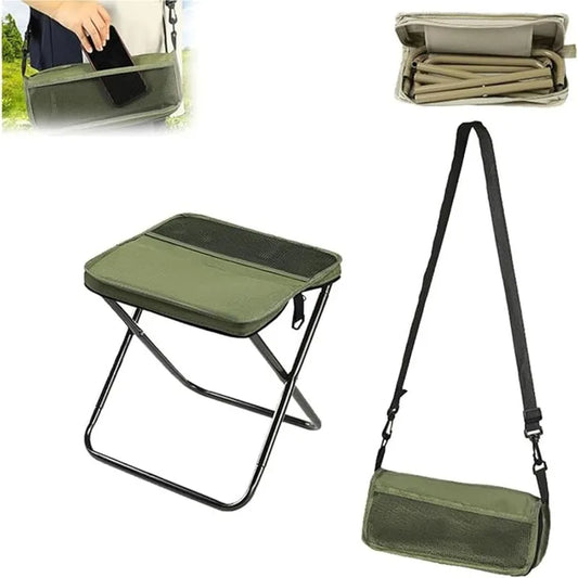 Foldable Backpack Stool, Folding Mini Outdoor Camping Stool, Foldable Lightweight Hunting Seat with Zippered Carrying Bag 1Pcs
