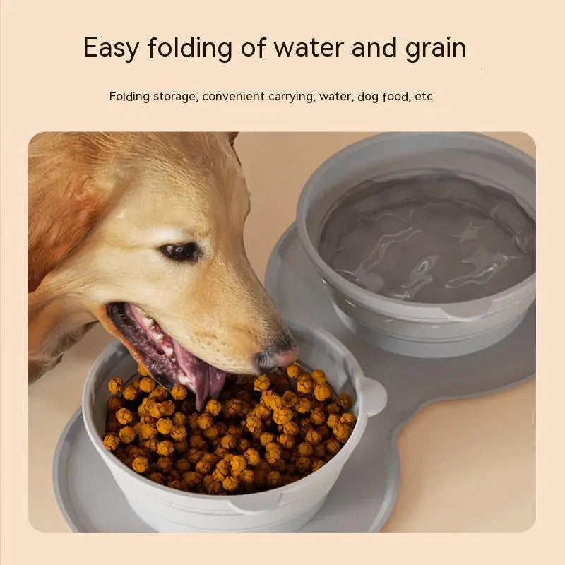 Dog Feeding Bowl Portable Outdoor Silicone Double Water Bowls Foldable Cat Bowl Pet Travel Anti-choking Vomiting Slow Food Bowl