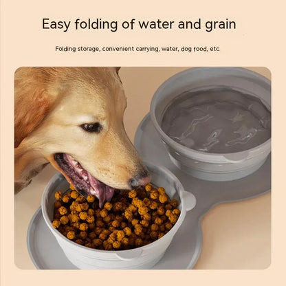 Dog Feeding Bowl Portable Outdoor Silicone Double Water Bowls Foldable Cat Bowl Pet Travel Anti-choking Vomiting Slow Food Bowl