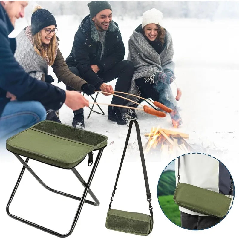 Foldable Backpack Stool, Folding Mini Outdoor Camping Stool, Foldable Lightweight Hunting Seat with Zippered Carrying Bag 1Pcs