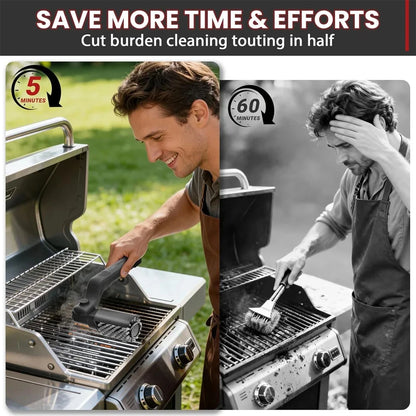 Electric Grill Brush 2 in 1 Cordless Rechargeable Grill Cleaning Brush Stainless Steel Brush Head 3-Speed Power for BBQ Grates