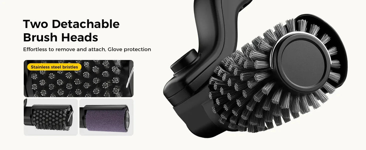 Electric Grill Brush 2 in 1 Cordless Rechargeable Grill Cleaning Brush Stainless Steel Brush Head 3-Speed Power for BBQ Grates