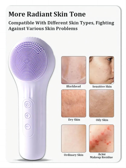 Sonic Waterproof Facial Cleansing Brush Rechargeable Scrubber Exfoliating Vibrating Deep Clean Face Cleaner Skin Care Tool