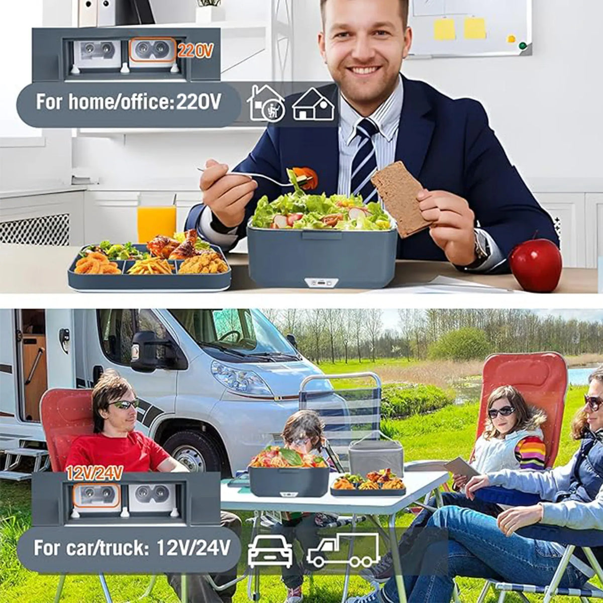 TINSOL New 3.5L Electric Heated Lunch Box No Water Refillable Food Heated Lunch Box Car Work Lunch Heater 90W Fast Heating