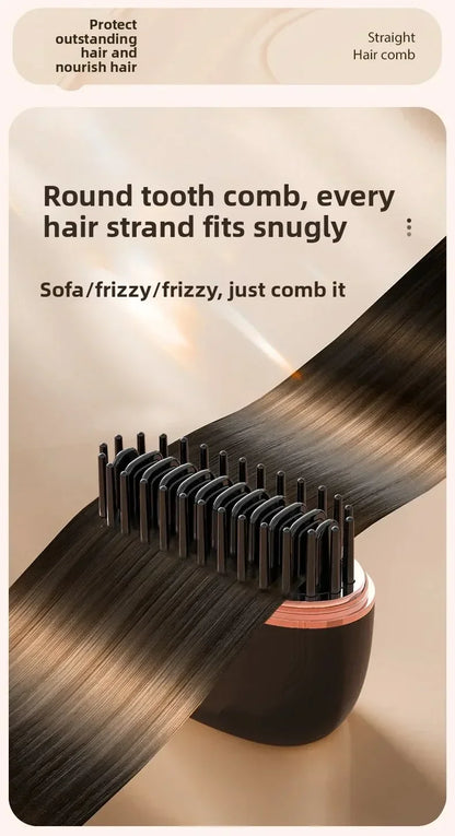 Mini Rechargeable Hair Straightener Brush: 3-Speed Temp Control, Anti-Scald Shell, Lightweight & Portable for Travel
